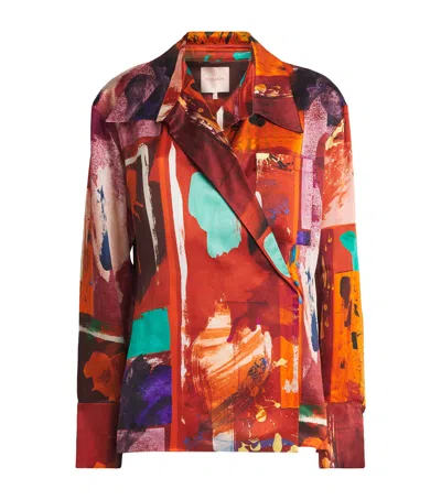 Roksanda Java Printed Satin Blouse In Orange