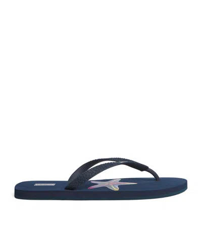 Vilebrequin Vbq Line Flip Flops In Bleu Marine