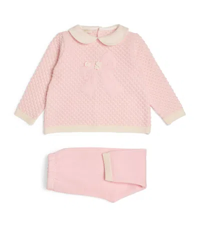 Bimbalò Wool Top And Trousers Set In Pink