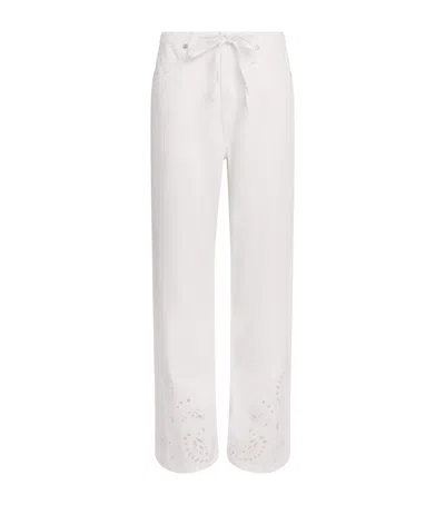 Rag & Bone Womens Whteyelet Ultra Featherweight Cotton-blend Jeans In White