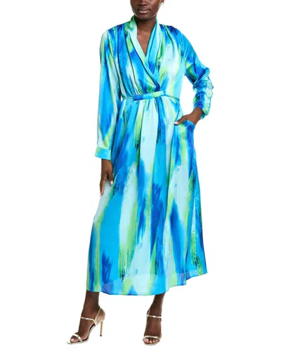 Gracia Satin Print Maxi Dress In Blue