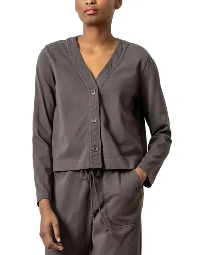 Lilla P Mixed Media Cardigan In Gray