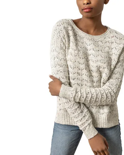 Lilla P Pointelle Boatneck Linen-blend S Sweater In Gray
