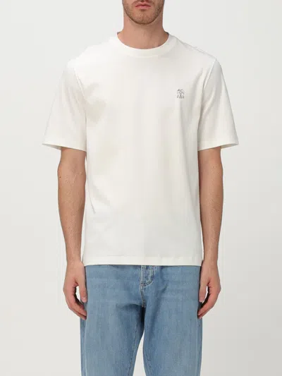 Brunello Cucinelli Cotton T-shirt With Logo Print In White