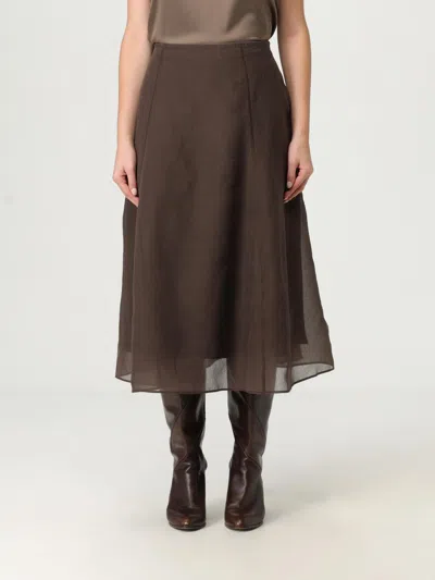 Brunello Cucinelli Pleated Skirt In Brown