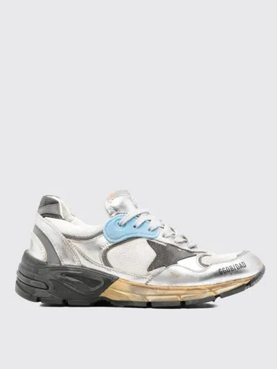 Golden Goose Dad-star Sneakers In Mesh And Laminated Leather Color Grey And Blackrunning In Silver