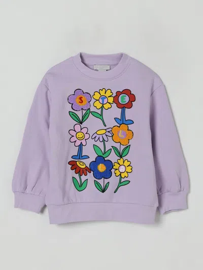 Stella Mccartney Girl's Stella Lettering Flowers Printed Sweatshirt In Purple