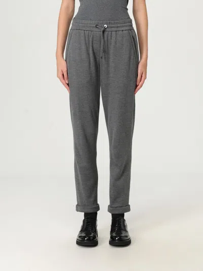 Brunello Cucinelli Joggers Elastic Waistband Rolled Cuffs In Gray