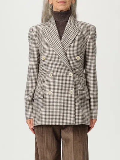 Brunello Cucinelli Blazer Check Monile In Brown