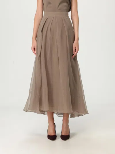 Brunello Cucinelli "paneled Circle" Skirt In Brown