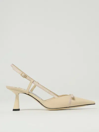 Jimmy Choo Leather Sling Back Pumps With Bow Detail In Neutral