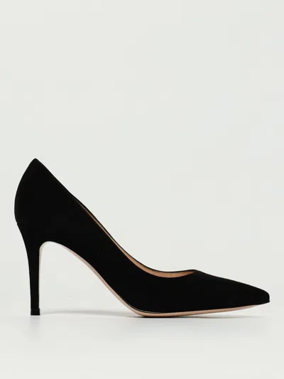 Gianvito Rossi Black Chamois Leather Pumps With Heel In Black