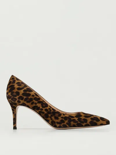 Gianvito Rossi Leopard Print Suede Pumps In Brown