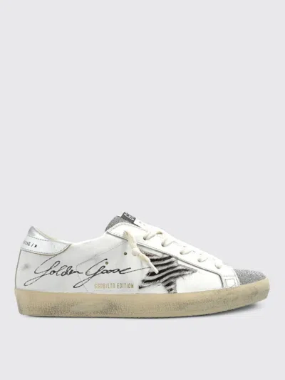 Golden Goose Crystal Toe And Tongue Zebra Star Sneakers In White