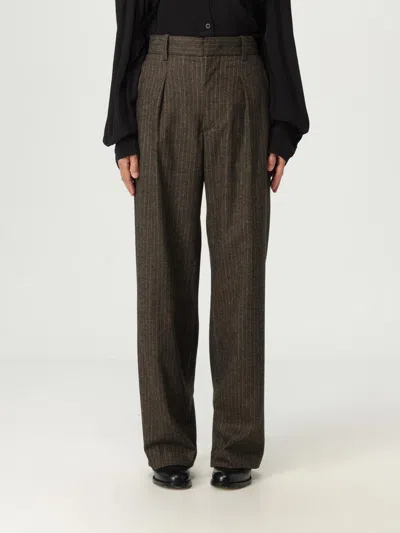 Isabel Marant Wool Blend Straight Pants In Brown