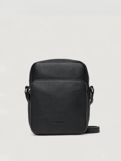 Calvin Klein Pebbled-texture Zip Messenger Bag In Black