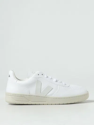 Veja White V-10 Lace-up Sneakers In White