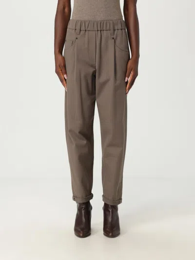 Brunello Cucinelli Baggy Pull-on Pants In Cotton Cover Up In Gray