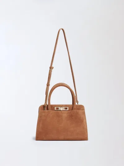 Fabiana Filippi Suede Leather Tote Bag With Adjustable Strap In Brown