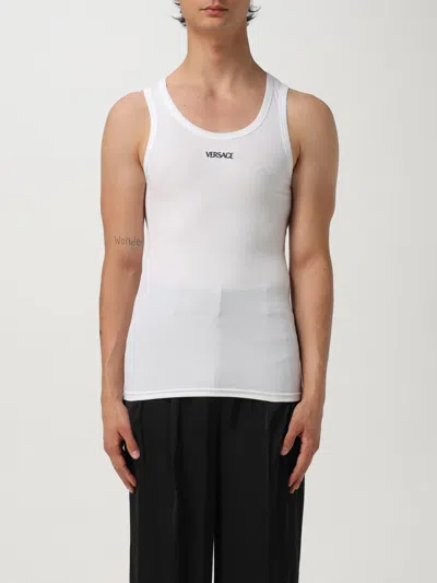 Versace White Logo Tank Top In White