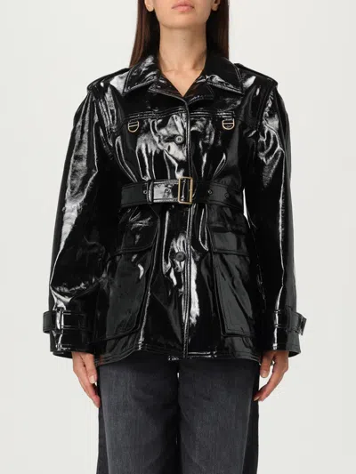 Chloé Belted Jacket In Shiny Coated Cotton In Black