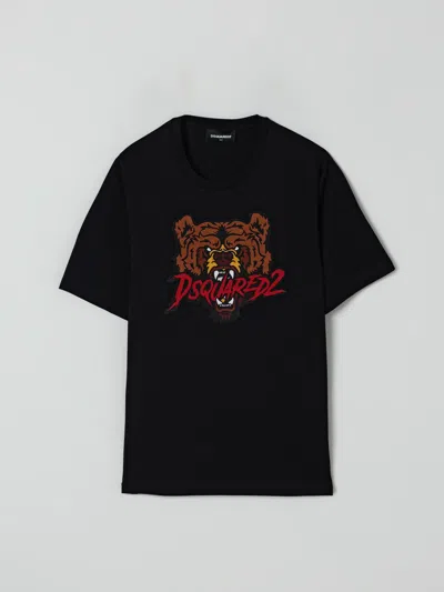 Dsquared2 Kids' T-shirt In Jersey Con Patch Bear In Black