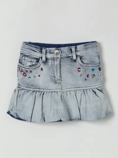 Monnalisa Minirock Mit Strass-stitch-print In Blue