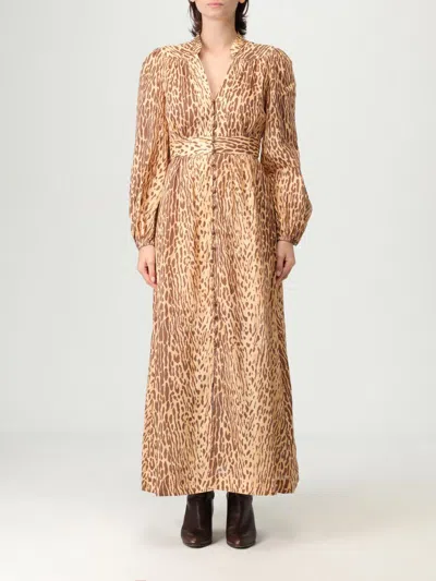 Zimmermann Cascadian Plunge Midi Dress In Brown