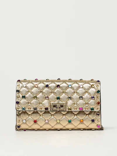Valentino Quilted Studs Chain Strap Shoulder Bag In Brown