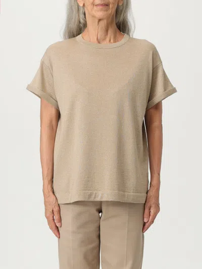 Brunello Cucinelli Women Cashmere Glitter T-shirt In Gold