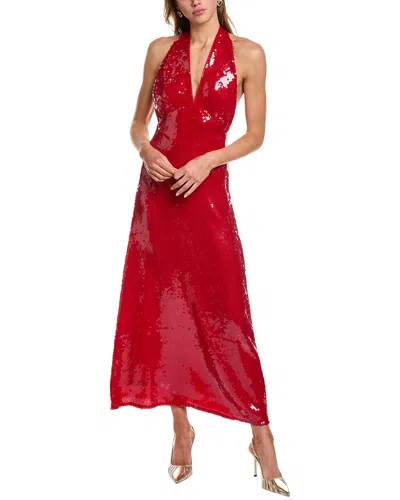Bardot Freja Sequin Open Back Halter Maxi Dress In Red