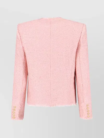 Balmain Giacca In Tweed Rosa Donna In Pink