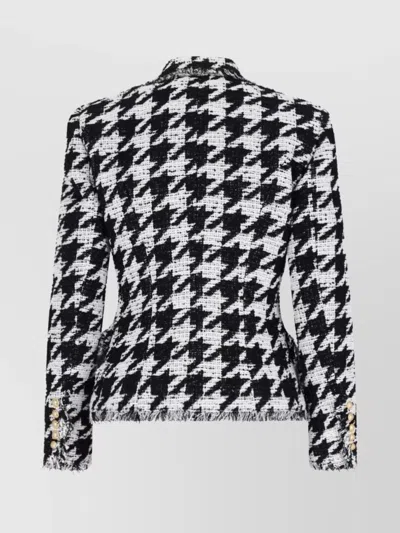 Balmain Distressed Lapel Jacket Structured Shoulders In Black