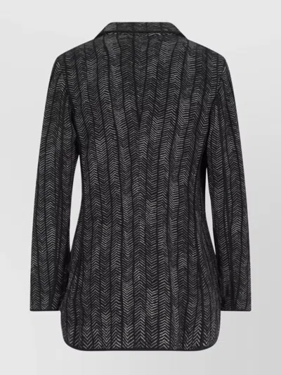 Giorgio Armani Tailored Jacket With Patterned Notched Lapels In Gray