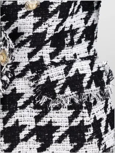 Balmain Distressed Lapel Jacket Structured Shoulders In Black