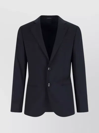 Giorgio Armani Tailored Suit With Notch Lapel And Back Vent In Black