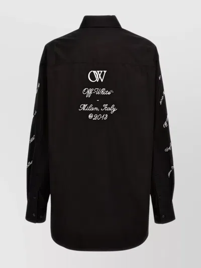 Off-white Logo 23 Cotton Overshirt In Black