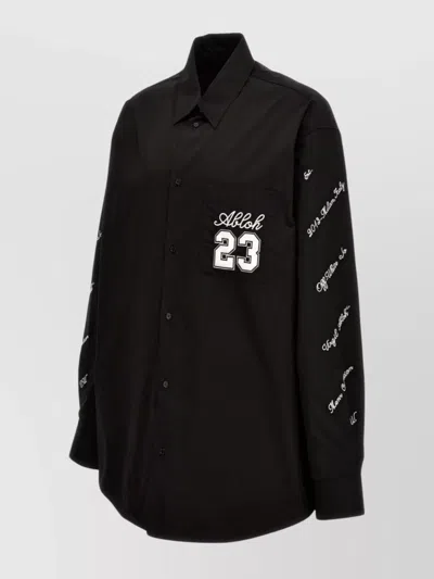 Off-white Logo 23 Cotton Overshirt In Black