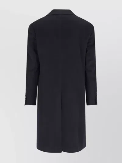 Tagliatore Blue London Double-breasted Coat In Black