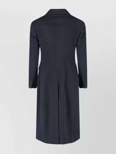 Tagliatore Notched Lapel Single-breasted Longline Jacket In Blue