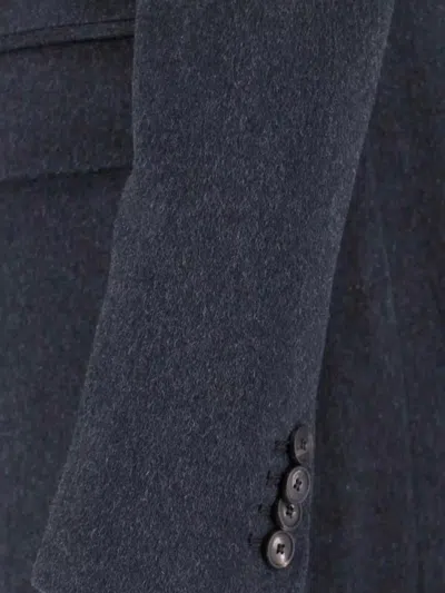 Tagliatore Notched Lapel Single-breasted Longline Jacket In Blue