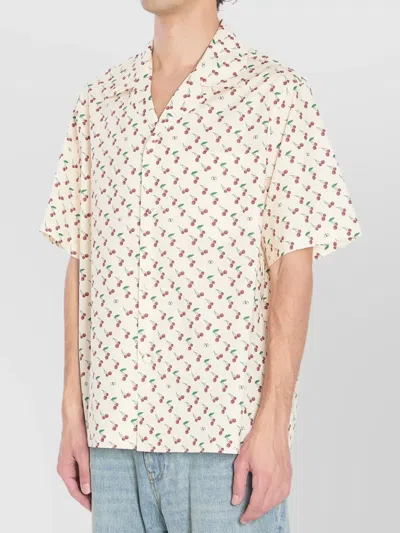 Valentino Cherryfic Camp Collar Cotton Shirt In Neutral