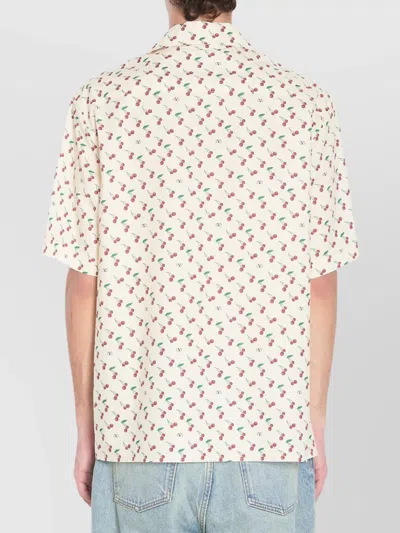 Valentino Cherryfic Camp Collar Cotton Shirt In Neutral