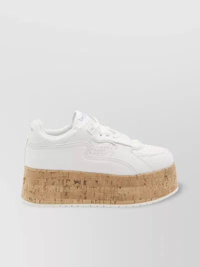 Valentino Garavani Sneaker With Cork Sole And White Leather Perforated Details
