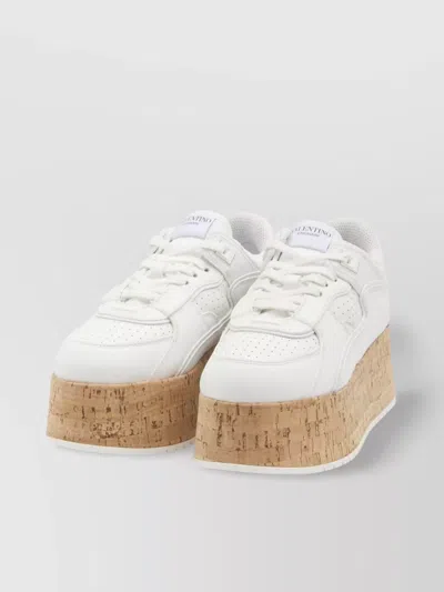 Valentino Garavani Sneaker With Cork Sole And White Leather Perforated Details