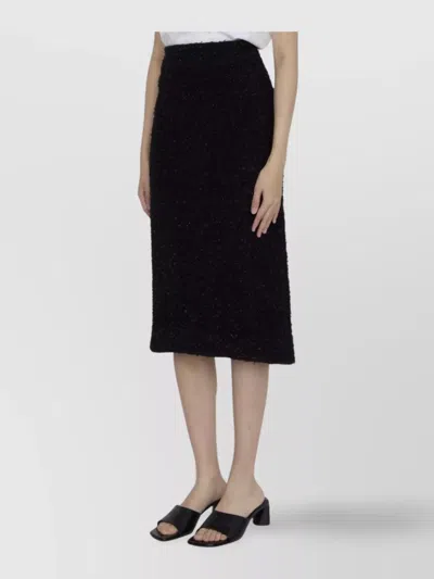 Balenciaga Black Tweed Midi Skirt In Black