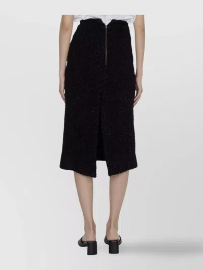 Balenciaga Black Tweed Midi Skirt In Black