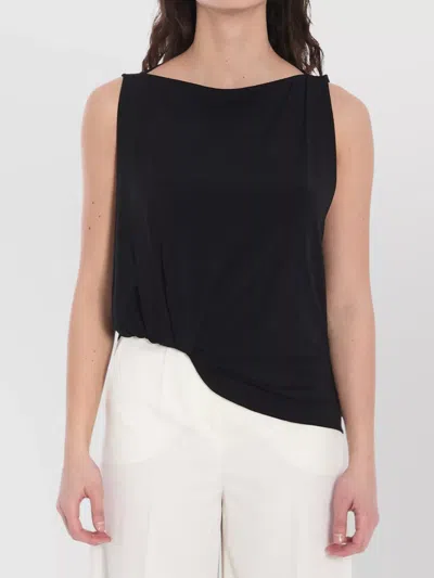 Jacquemus Draped Square Neckline Top In Black