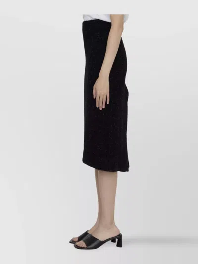 Balenciaga Black Tweed Midi Skirt In Black