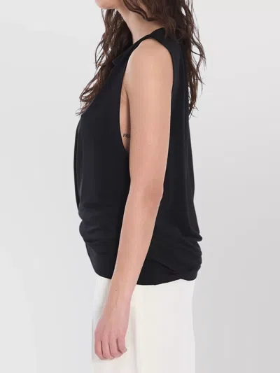 Jacquemus Draped Square Neckline Top In Black